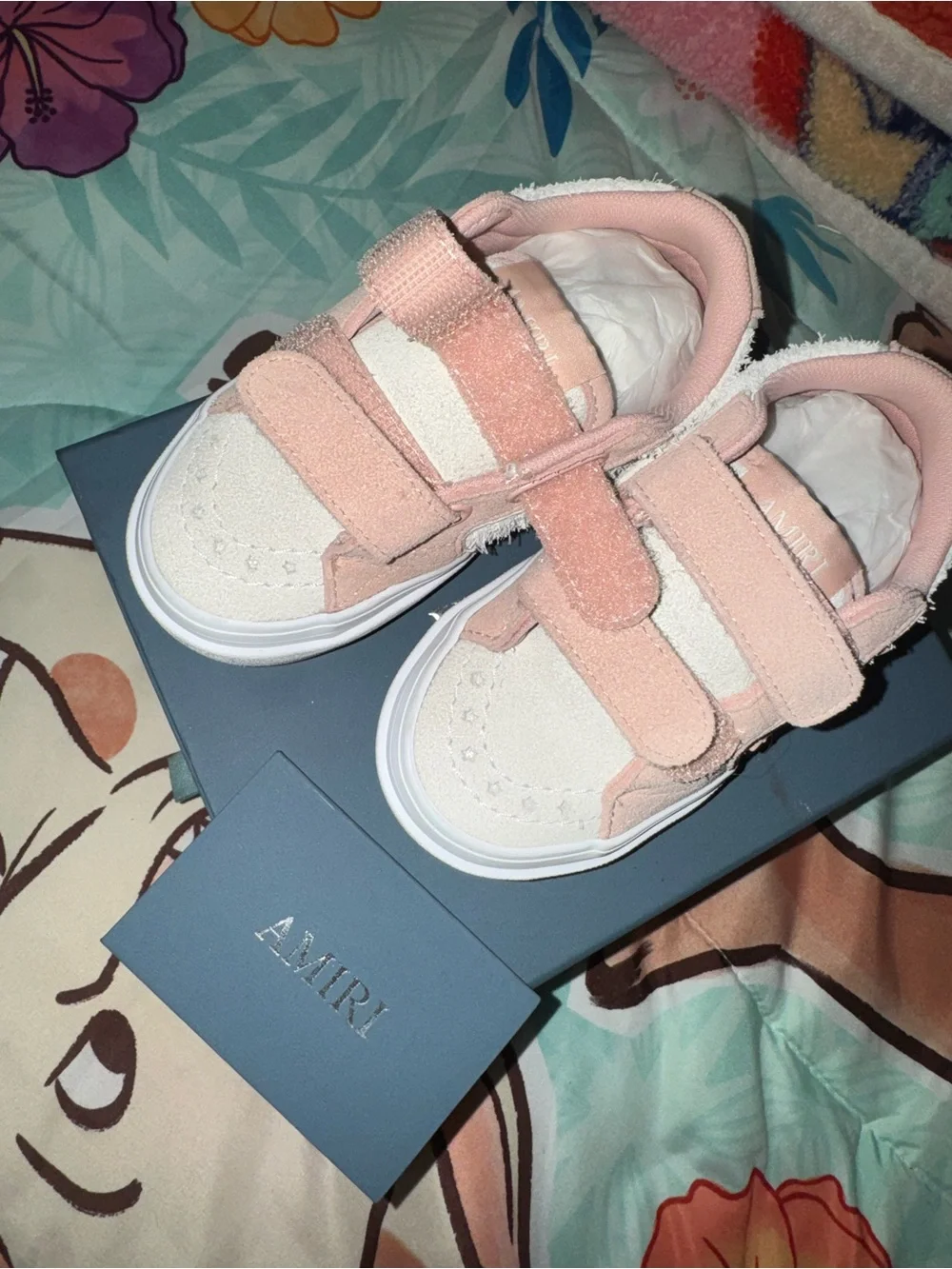 AMIRI Kids Pink & Cream Velcro Low-Top Sneakers